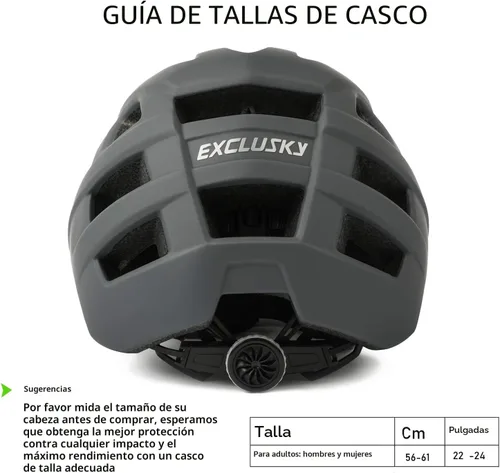 Miniatura 2 de Exclusky Casco de Bicicleta Casco de Bicicleta de Montaña para Adultos Casco Ligero de Ciclismo MTB para Hombres y Mujeres Casco de Bicicleta Gris-A