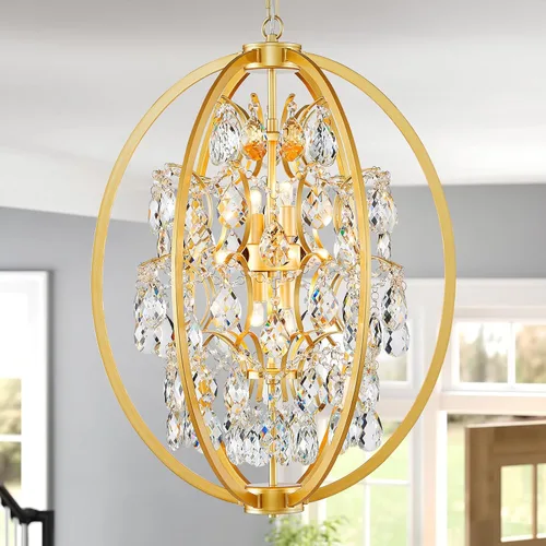 Miniatura 30 de WUZUPS Candelabro colgante de cristal con 5 luces, lámpara de techo moderna para dormitorio, pasillo, bar, cocina, baño, 20.3 pulgadas de alto