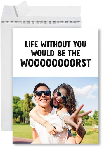 Miniatura 15 de Andaz Press Tarjeta fotográfica personalizada de 8.5 x 11 pulgadas con sobre, tarjeta de aniversario personalizada para marido, esposa, él, ella