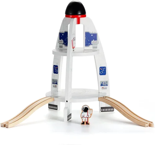 Miniatura 7 de SainSmart Jr. Juego de accesorios de tren de madera, juego de puente elevador, compatible con Brio, Thomas, Melissa y Doug