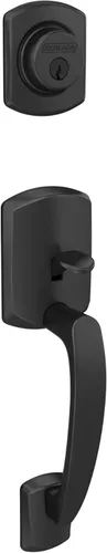 Schlage F58 GRW 622 Greenwich - Manija de entrada exterior de un solo cilindro, negro mate (solo mitad exterior)