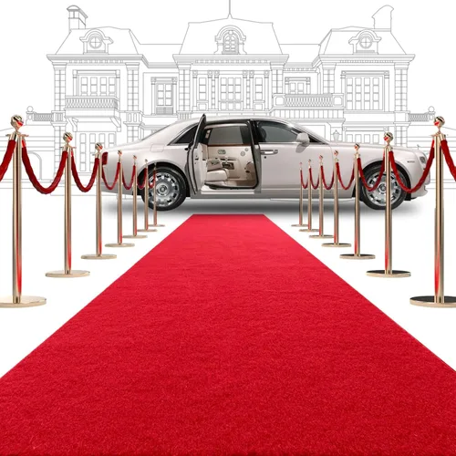 EZLucky Alfombra roja de lujo para fiestas, 2.6 x 30 pies, extra gruesa de alta calidad para bodas y eventos, respaldo antideslizante, decoración