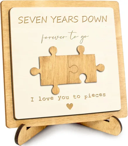 MAMAGIFTREE Regalo único de 7 años de aniversario para ella, él, novio, novia, marido, esposa – Letrero romántico de 7 aniversario para parejas de 7