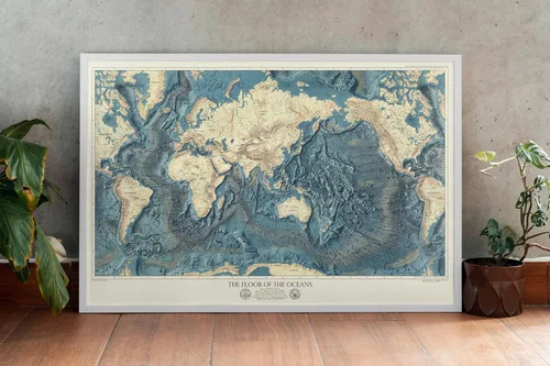 Miniatura 7 de Suelos oceánicos mundiales y alivio de la tierra 1976 - Impresión de mapas topográficos históricos - 24 x 16 pulgadas