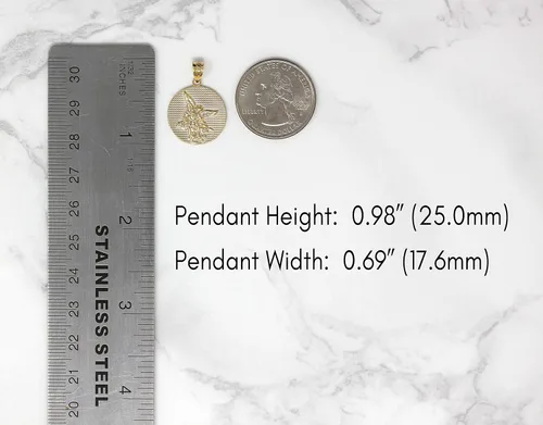 Miniatura 3 de CaliRoseJewelry Colgante de oro de 14 quilates con dije de moneda de San Miguel Protect Us