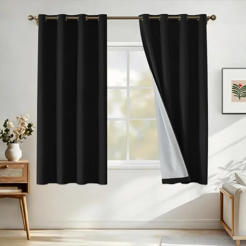 Miniatura 86 de Cortinas de lino 100% opacas para dormitorio, cortinas opacas de 45 pulgadas de largo, cortinas de oscurecimiento de habitación para sala de estar