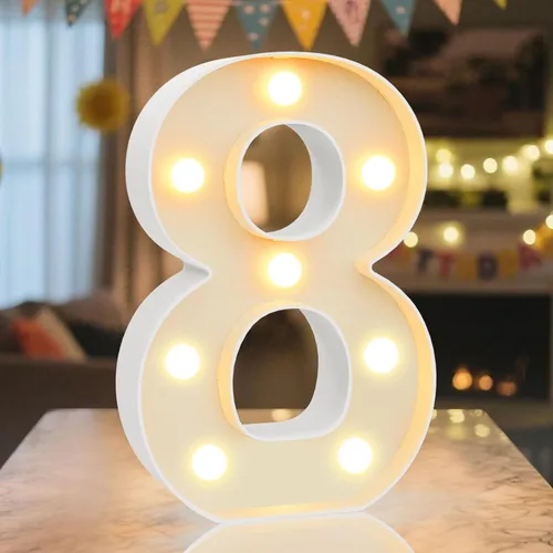 Miniatura 52 de Letrero de números con luz LED de marquesina, letrero de números de cumpleaños iluminado para decoración de fiesta de cumpleaños, pared de bar