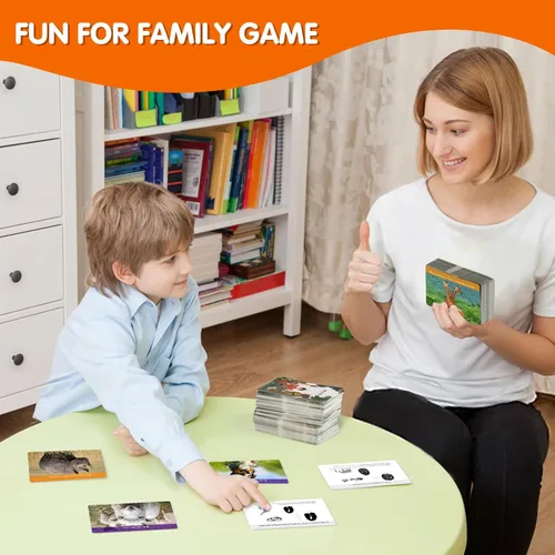 Miniatura 5 de MEROCO Juego de cartas de pistas de animales de safari, juegos de animales de granja, juego de pistas de animales, juguetes educativos