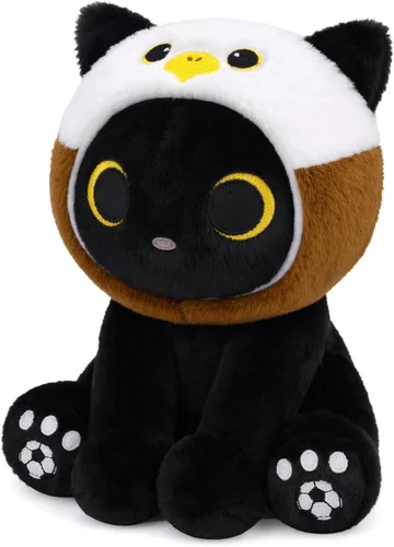 Miniatura 10 de Peluche de gato de caballo – Aniaml de peluche de gato negro de 8 pulgadas con capucha de caballo marrón extraíble, lindo animal de peluche, juguete