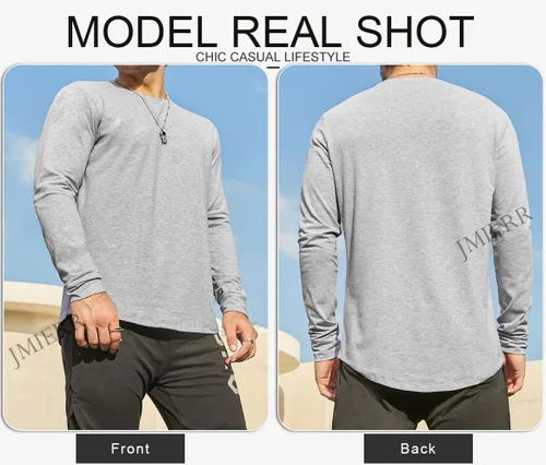 Miniatura 5 de JMIERR Mens 3 Pack Cotton Hipster Hip Hop Longline Crewneck T-Shirt