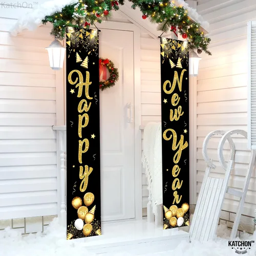 Miniatura 5 de KatchOn, Cartel de feliz año nuevo XtraLarge - 72 x 12 pulgadas Cartel de puerta de feliz año nuevo para decoraciones de Año Nuevo 2026