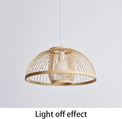Miniatura 5 de Lámpara de bambú y madera de estilo chino personalidad creativa Hueco Endant Light Industrial Retro Material Natural Linterna Luz Colgante E27
