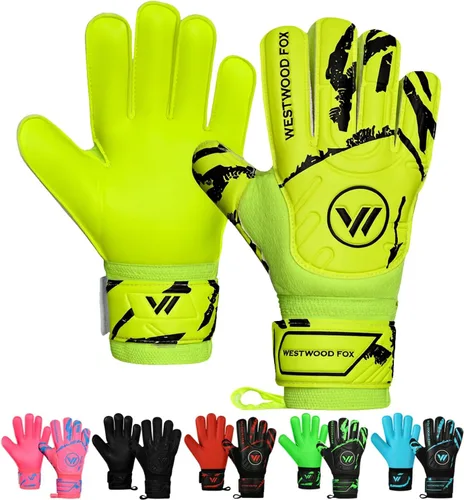 Miniatura 10 de WESTWOOD FOX Guantes de portero Guantes de portero de fútbol con protección para los dedos para niños, jóvenes, adultos, agarre pesado en la palma