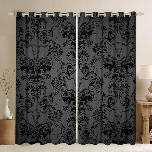 Miniatura 39 de Cortinas y cortinas de damasco turquesa para adultos, cortinas opacas barrocas victorianas antiguas, 2 paneles de 38 pulgadas de ancho x 54 pulgadas