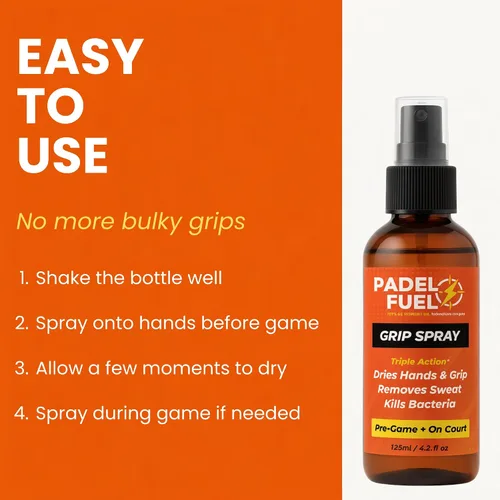Miniatura 4 de Grip Spray – Fórmula de secado rápido de triple acción – Spray de manos antideslizante para deportes de pádel, tenis, pickleball y raqueta – Agarre