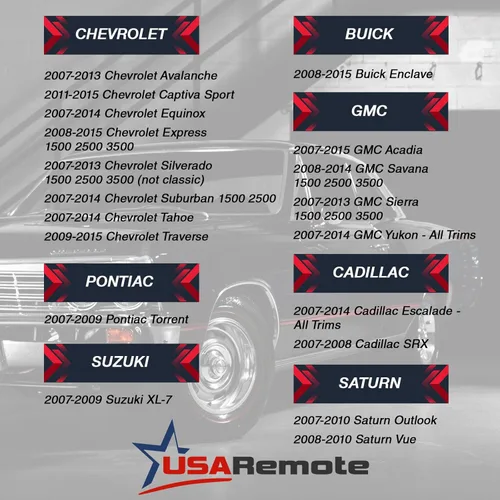 Miniatura 4 de Repuesto para llave de coche con entrada sin llave compatible con Chevy Silverado Traverse Avalanche Equinox Express / GMC Acadia Savana Sierra