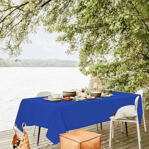 Miniatura 177 de Paquete de 10 manteles de poliéster de 60 x 102 pulgadas, manteles de poliéster beige para mesas rectangulares de 6 pies, resistentes a las manchas