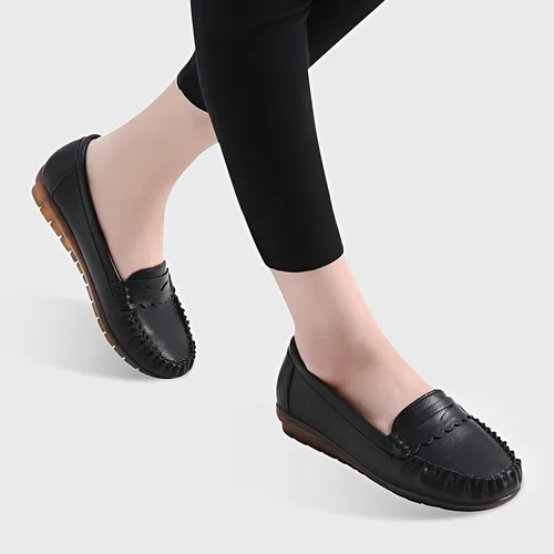 Miniatura 2 de Wuyaraymia Mocasines para mujer, de piel sintética, mocasines y sin cordones con suela de goma suave, zapatos de pie durante mucho tiempo