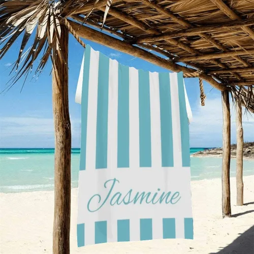 Miniatura 5 de Toallas de playa personalizadas para niños y adultos, toallas de playa a rayas personalizadas con nombre, toallas de microfibra sin arena