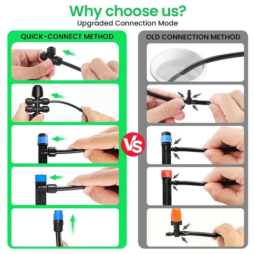Miniatura 6 de Kit automático de riego por goteo para invernadero, patio y jardín - Sistema de riego de micro nebulización con boquillas ajustables, temporizador