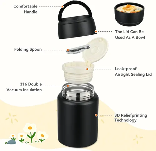 Miniatura 3 de Aimsnk Termo de sopa de 17 onzas para comida caliente para niños, tarro de comida aislado, contenedor térmico de almuerzo de comida caliente