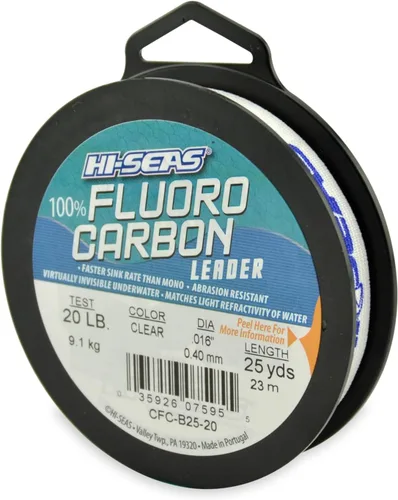 Miniatura 27 de HI-SEAS Líder de línea de pesca 100% fluorocarbono, líder invisible transparente, indetectable para peces, hundimiento rápido, 6 libras a 400 libras