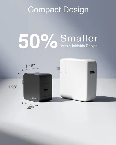 Miniatura 4 de Cargador USB C de 60 W de carga rápida, Nekteck GaN Tech PD 3.0 de carga rápida con enchufe plegable, compatible con MacBook Air/Pro, iPhone