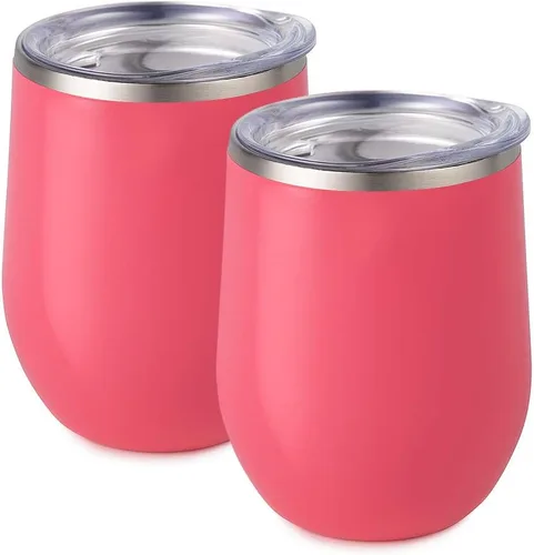 Miniatura 46 de Maars Bev - Vaso de vino de acero inoxidable sin tallo con tapa, aislado al vacío de 12 onzas, a prueba de derrames, apto para viajes, vasos midnight