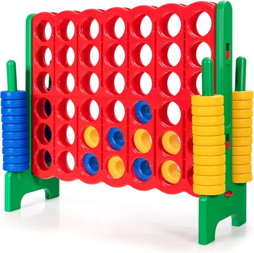 Miniatura 14 de KOTEK Juego gigante de 4 en una fila, 3.5 pies de alto jumbo de 4 en puntuación familiar con deslizadores de liberación rápida y 42 anillos grandes