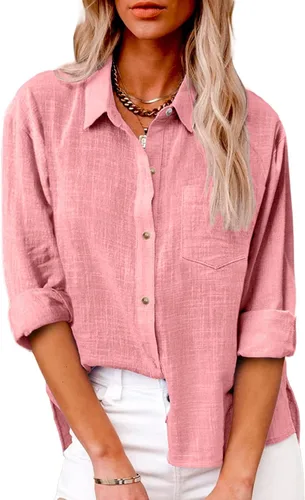 Miniatura 16 de SMIDOW Camisa de algodón y lino con botones para mujer