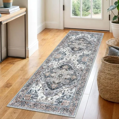 Miniatura 98 de SIILOOM Alfombra lavable de 2 x 3 pies, alfombra suave color taupe ceniza para entrada, tapete antideslizante para puerta de interior, tapete