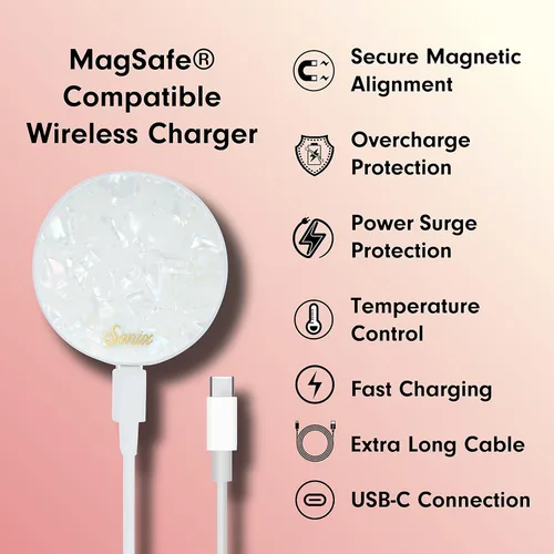 Miniatura 3 de Sonix Cargador compatible con MagSafe para iPhone 15, 14, 13, 12 Series Cargador inalámbrico rápido x cable de 6.5 pies (USB-C) Pearl Tort