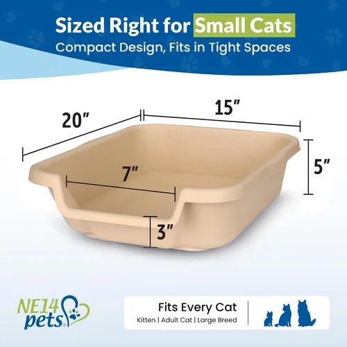Miniatura 5 de KittyGoHere - Caja de arena para gatos mayores, sartén pequeña con cuchara jumbo de mango largo, caja de arena para gatos de entrada baja, ligera