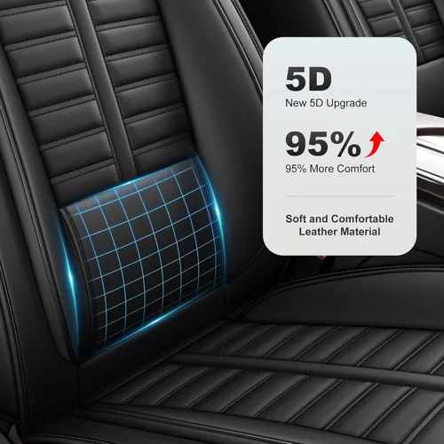 Miniatura 6 de Fit for Dodge Dart Seat Covers 2013-2016: 2 Front Faux Leather Waterproof Car Seat Covers Premium Automotive Cushion Protector with Lumbar Support