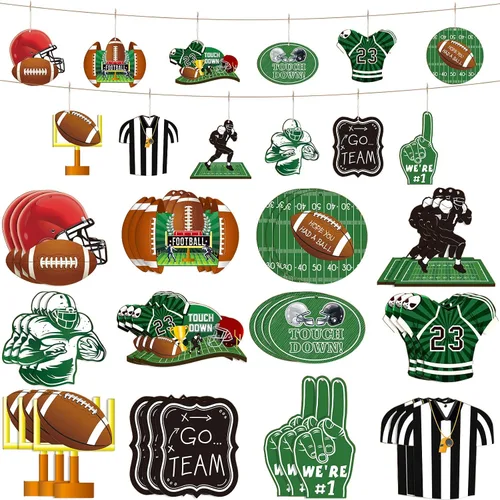 Miniatura 9 de Yulejo 24 adornos colgantes de madera de fútbol para árbol de Navidad, adorno de madera recortado de fútbol, decoración de manualidades, recuerdos
