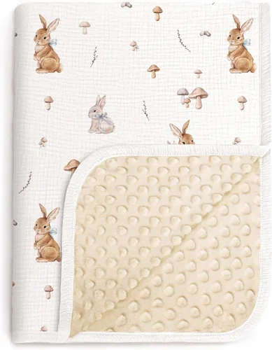 Miniatura 10 de lulumoon Mantas para Bebé Unisex para Recién Nacidos: Respaldo Térmico Minky con Puntos - Manta de Recepción de Muselina para Esenciales de Bebé