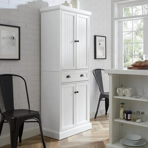 Miniatura 2 de Crosley Furniture Shoreline Coastal - Armario de almacenamiento para despensa con estantes, cocina, comedor o lavandería, color blanco