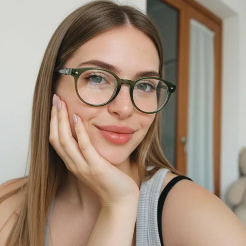 Miniatura 2 de IGnaef Gafas de bloqueo de luz azul para mujer, marco ovalado, gafas de luz azul para juegos, computadora, pantalla BL6216 C04 verdoso