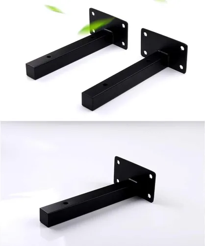 Miniatura 7 de Soporte flotante de tubo de acero inoxidable montado en la pared, juego de 2 soportes para estantes ocultos colgantes, soportes de soporte de ángulo