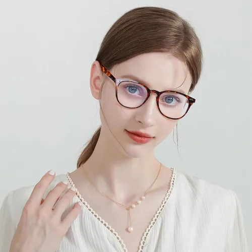 Miniatura 4 de Henotin - Paquete de 6 lentes de lectura para hombres y mujeres, con bloqueo de luz azul, elegantes, para computadora, con estuche de cuero Mezcla