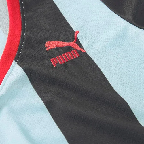 Miniatura 3 de PUMA Mujeres X Slim Rayas Recortadas Cuello en V Manga Corta Casual Tops Casual - Negro, Azul