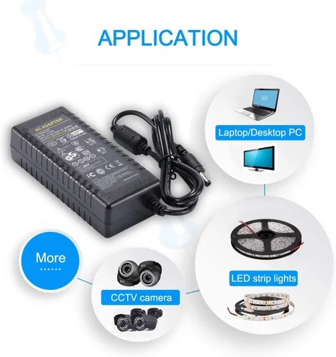 Miniatura 7 de COOLM Adaptador de fuente de alimentación 12V 4A Transformador AC 100-240V a DC 12V 4Amp 48W Adaptador 0.217x0.098 in Jack para cámara CCTV Luz