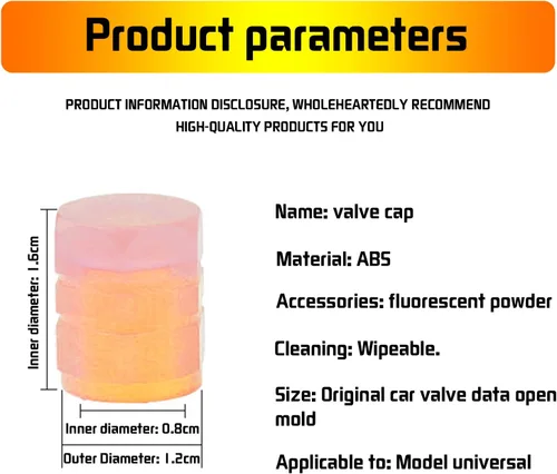 Miniatura 4 de Tapones de vástago de válvula incandescente, tapones universales fluorescentes para válvulas de neumáticos de automóvil, cubiertas de vástago