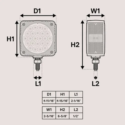 Miniatura 7 de TRUE MODS - Juego de Luces LED Cuadradas de Pedestal para Guardabarros de 50 LED para Semirremolque de 80" de Ancho [DOT FMVSS-108]