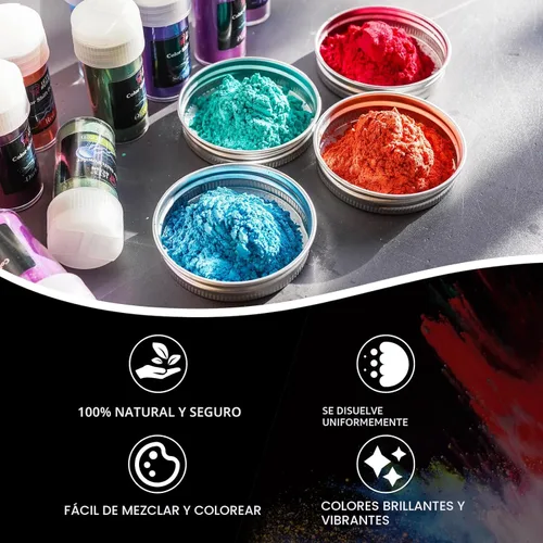 Miniatura 2 de LET'S RESIN Polvo de Mica de 60 Colores, Pigmento Perlado Natural en Polvo para Resina Epoxi/Resina UV para Fabricación de Velas, Tinte de Pigmento