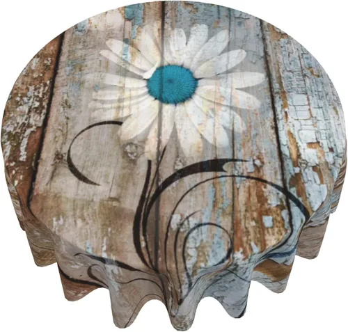 Miniatura 38 de Giwawa Mantel redondo azteca del suroeste de 60 pulgadas, diseño étnico tribal geométrico, estilo vintage, mantel circular bohemio y chic lavable