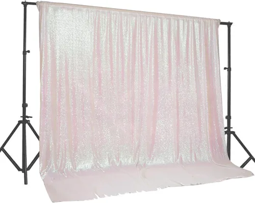 Miniatura 22 de PartyDelight - Fondo de lentejuelas rosa intenso de 6 pies x 8 pies para fotografía, cortina de bodas y eventos especiales Rosa encendido