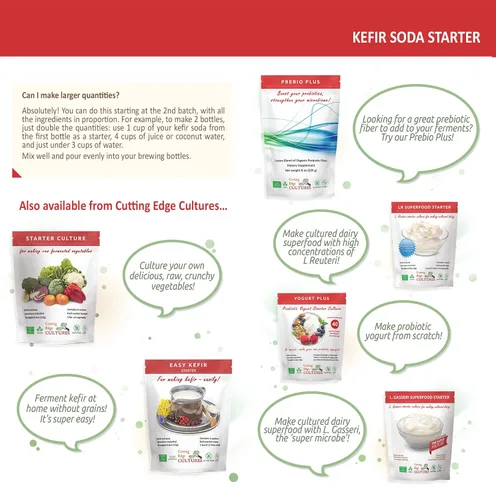 Miniatura 6 de Kéfir Soda Starter Culture Bubbly Probiotic Fermented Beverage Cutting Edge Cultures 4 Pack 0.28 oz Hacer fermentación Efermentativa Bebidas