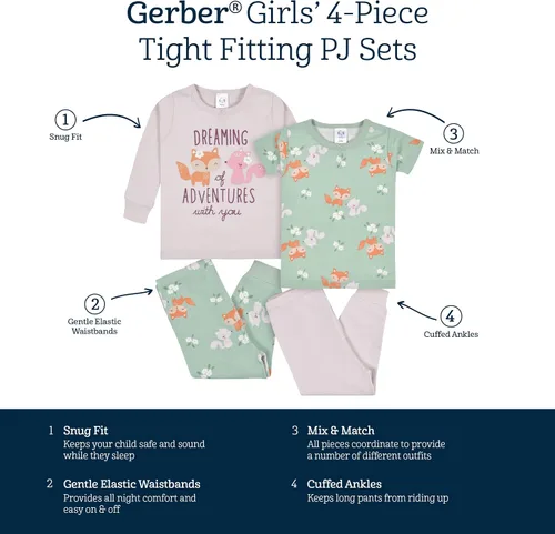 Miniatura 6 de Gerber Conjunto de pijama de 4 piezas para bebé niño