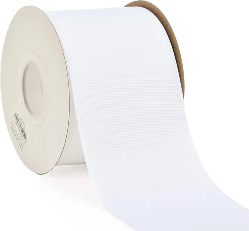 Miniatura 60 de YAMA Rollo de cinta de grogrén sólido, 1 pulgada, 25 yardas para cintas de envoltura de regalos, color blanco